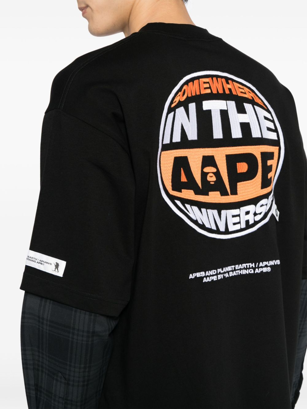 AAPE BY *A BATHING APE Moonface plaid-panelled long-sleeve tee Men