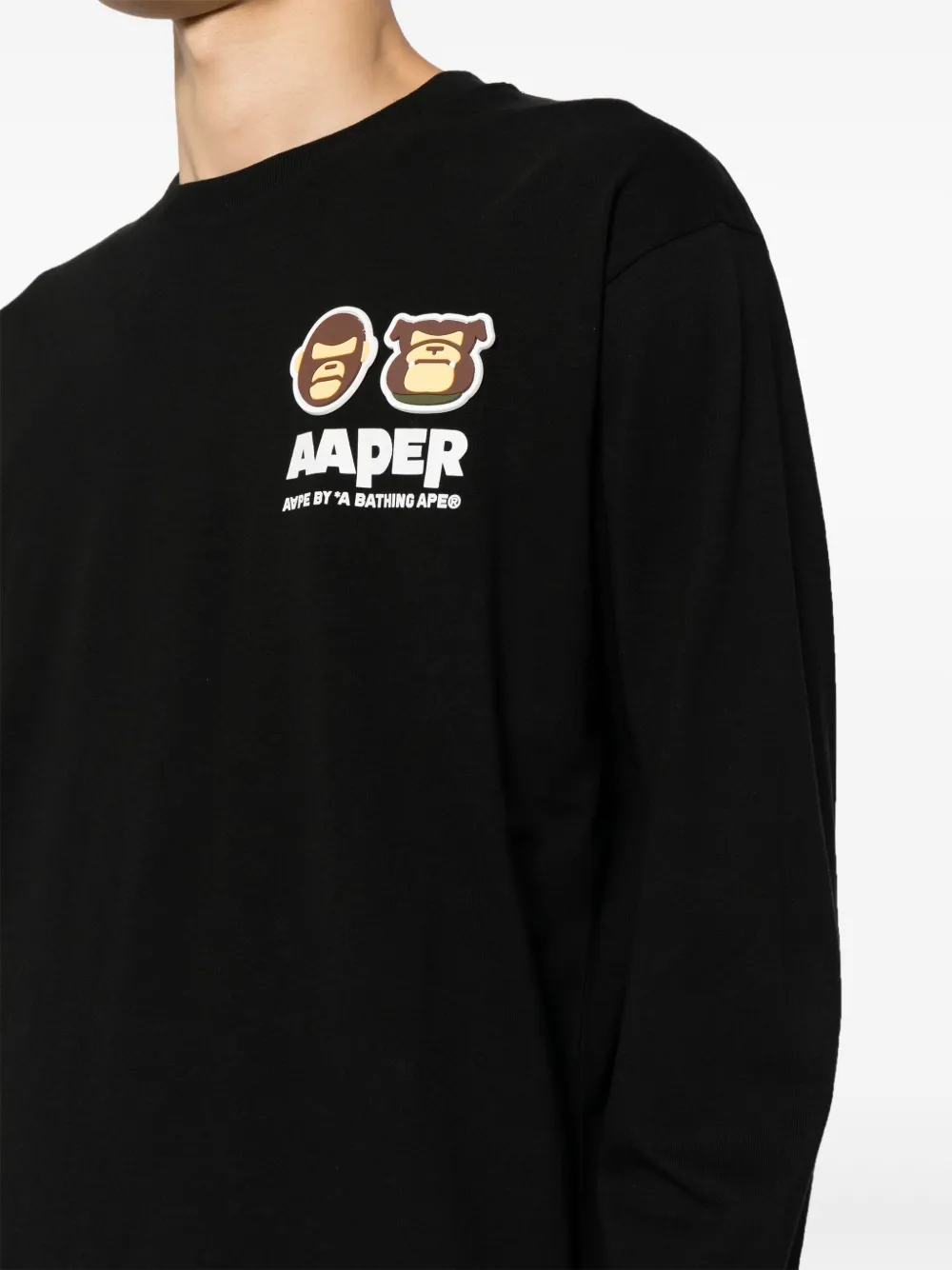 Aape By A Bathing Ape Logo-patch Long-sleeved T-shirt In 黑色