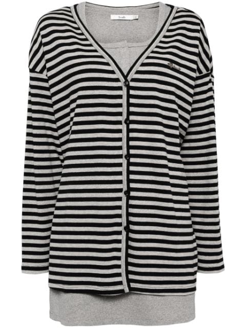 b+ab striped button-up cardigan