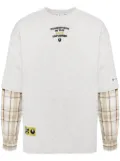 AAPE BY *A BATHING APE® Moonface plaid-panelled long-sleeve tee - Grey