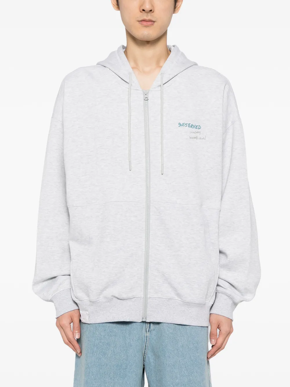izzue Hoodie met borduurwerk en rits Grijs