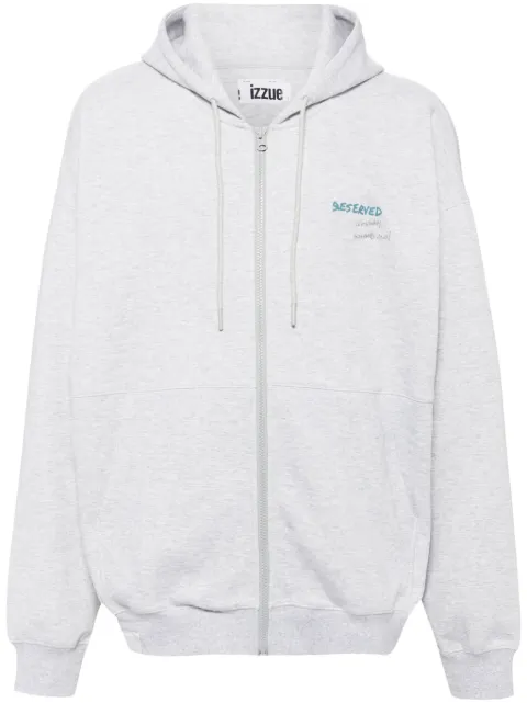 izzue graphic-embroidered zip-up hoodie