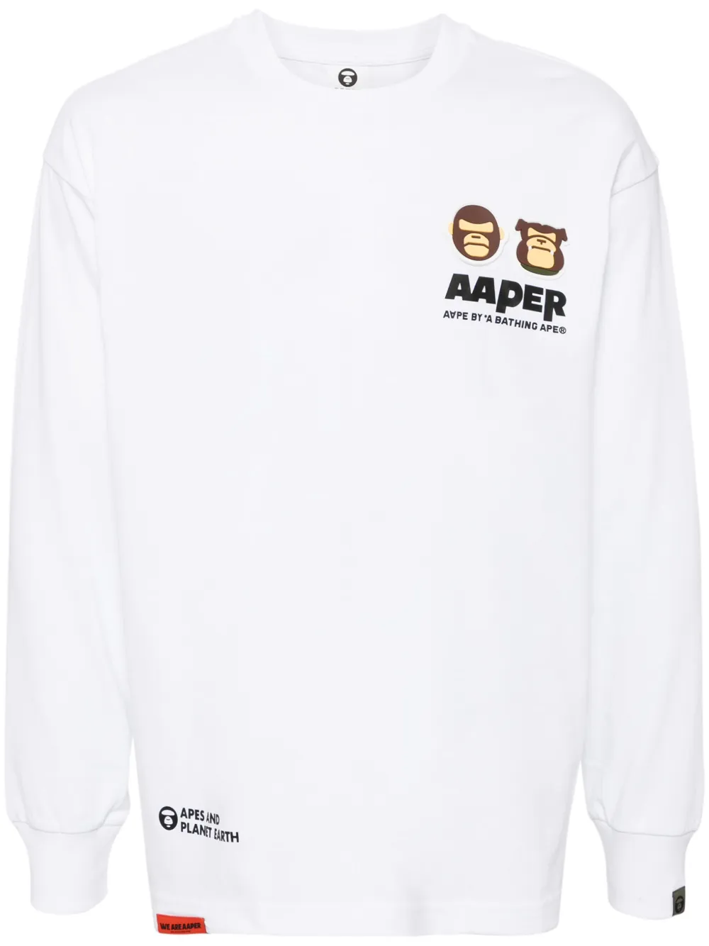 AAPE BY *A BATHING APE® Moonface patch long-sleeve tee | White | Image 1