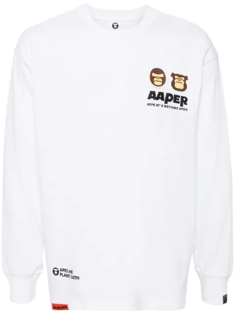 AAPE BY *A BATHING APE® Moonface 贴花长袖T恤