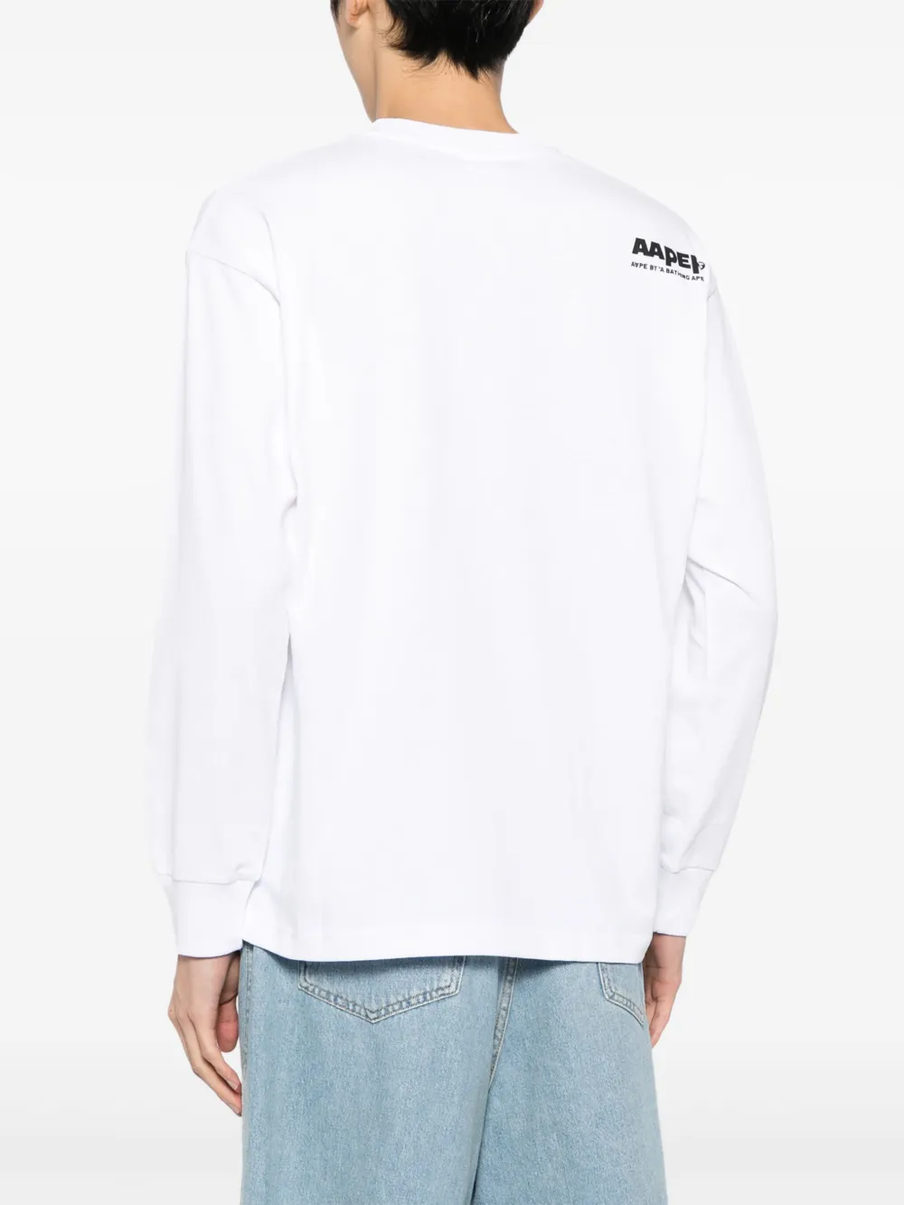 Aape By A Bathing Ape Moonface Patch Long-sleeve Tee In 白色