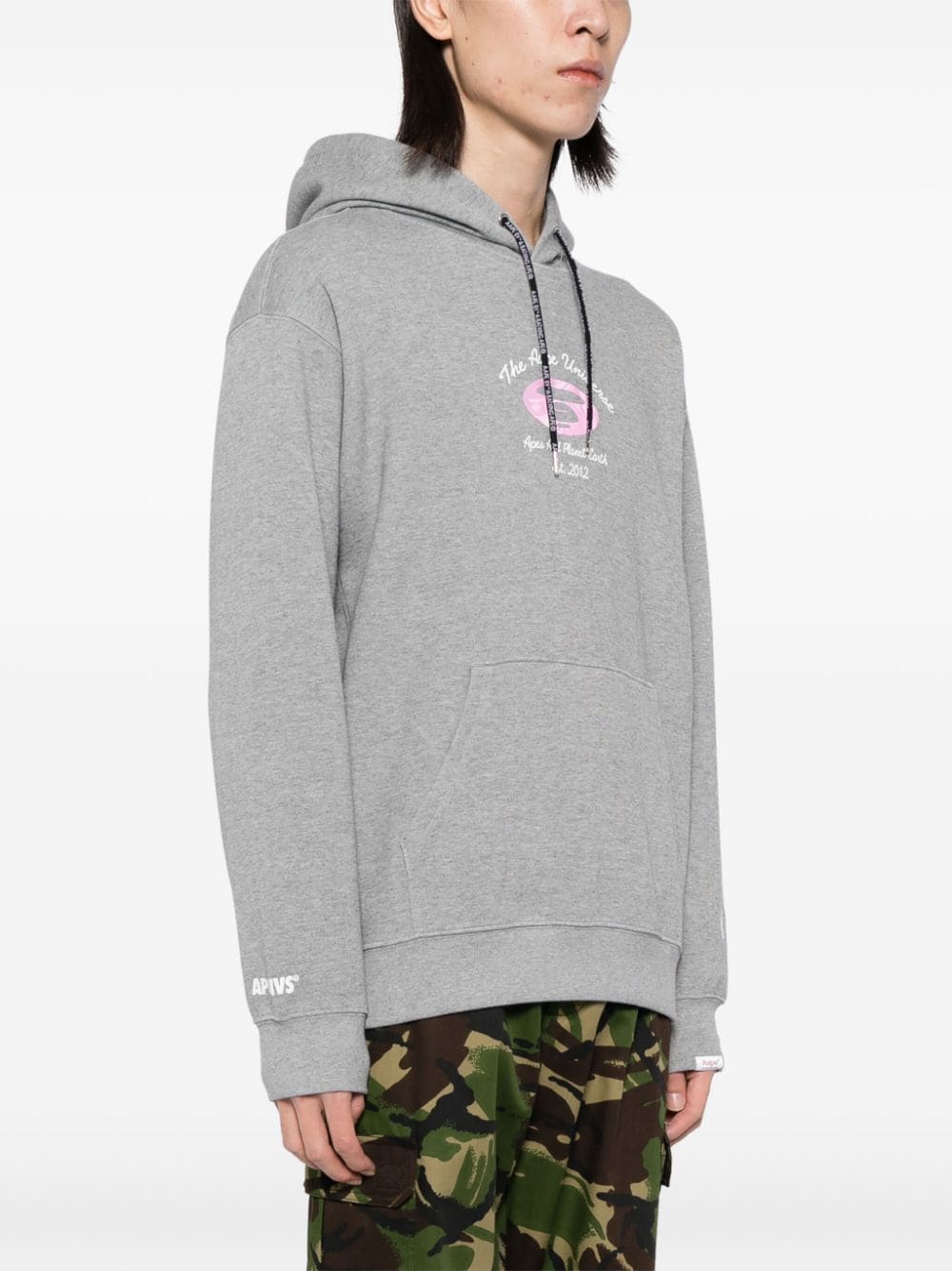 Shop Aape By A Bathing Ape Logo-print Drawstring-fastening Hoodie In Grey