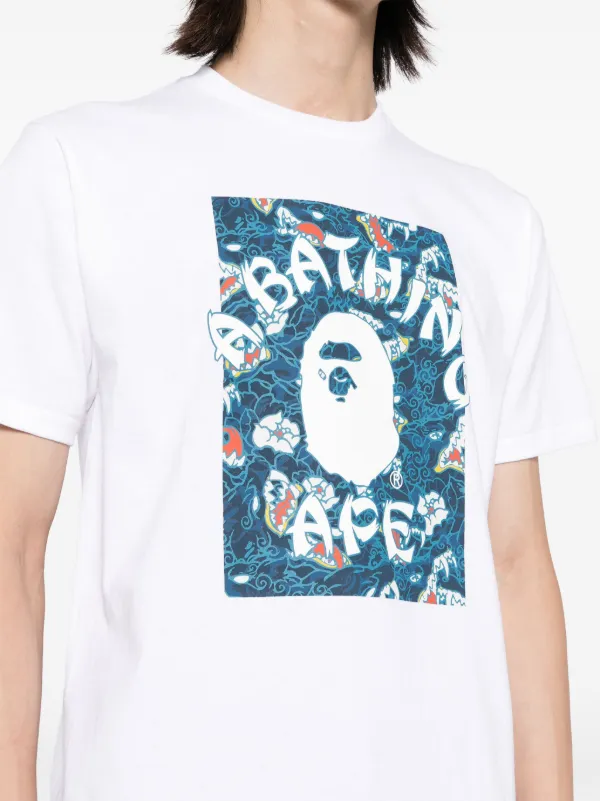A BATHING APE® Japanese Tattoo Camo On College Tee | White | FARFETCH