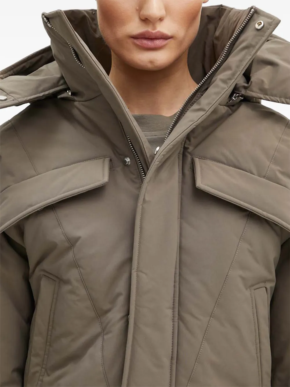 Heliot Emil Hooded Puffer Jacket In Brown
