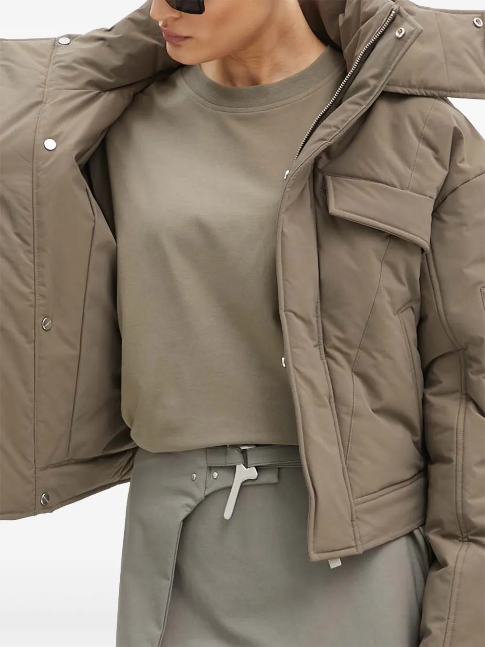 Heliot Emil Hooded Puffer Jacket In Brown