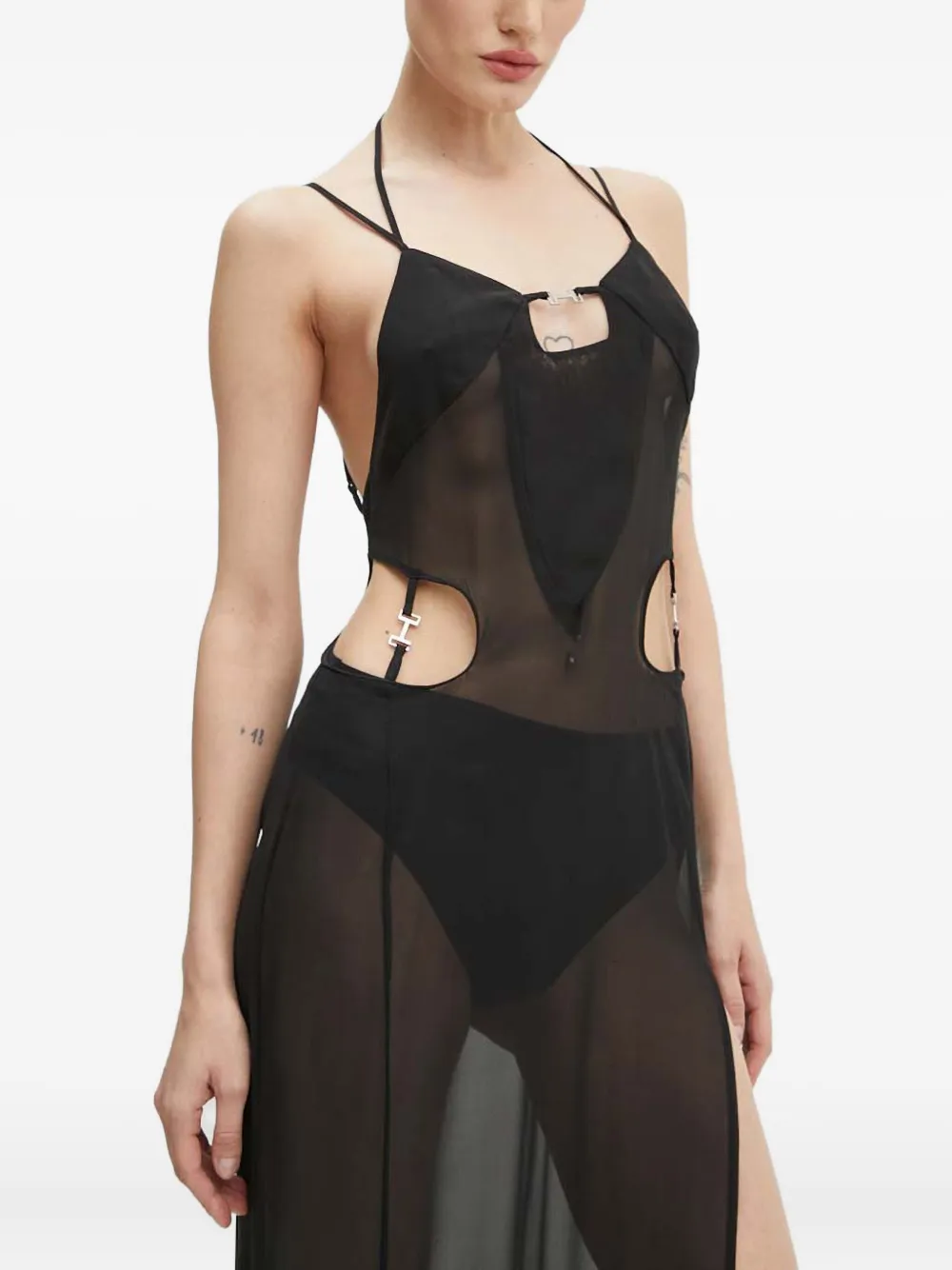 HELIOT EMIL vestido largo de seda con abertura lateral | negro | Image 1