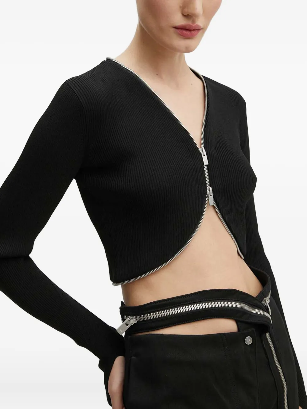 Heliot Emil Zip-fastening Knitted Top In Black