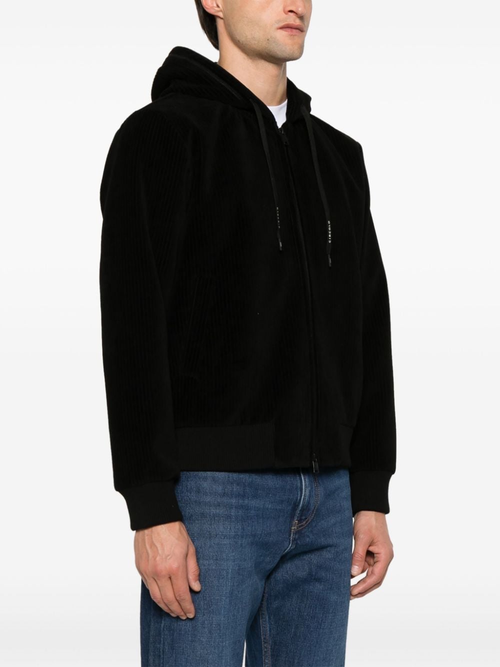 Shop Circolo 1901 Corduroy Hoodie In Black