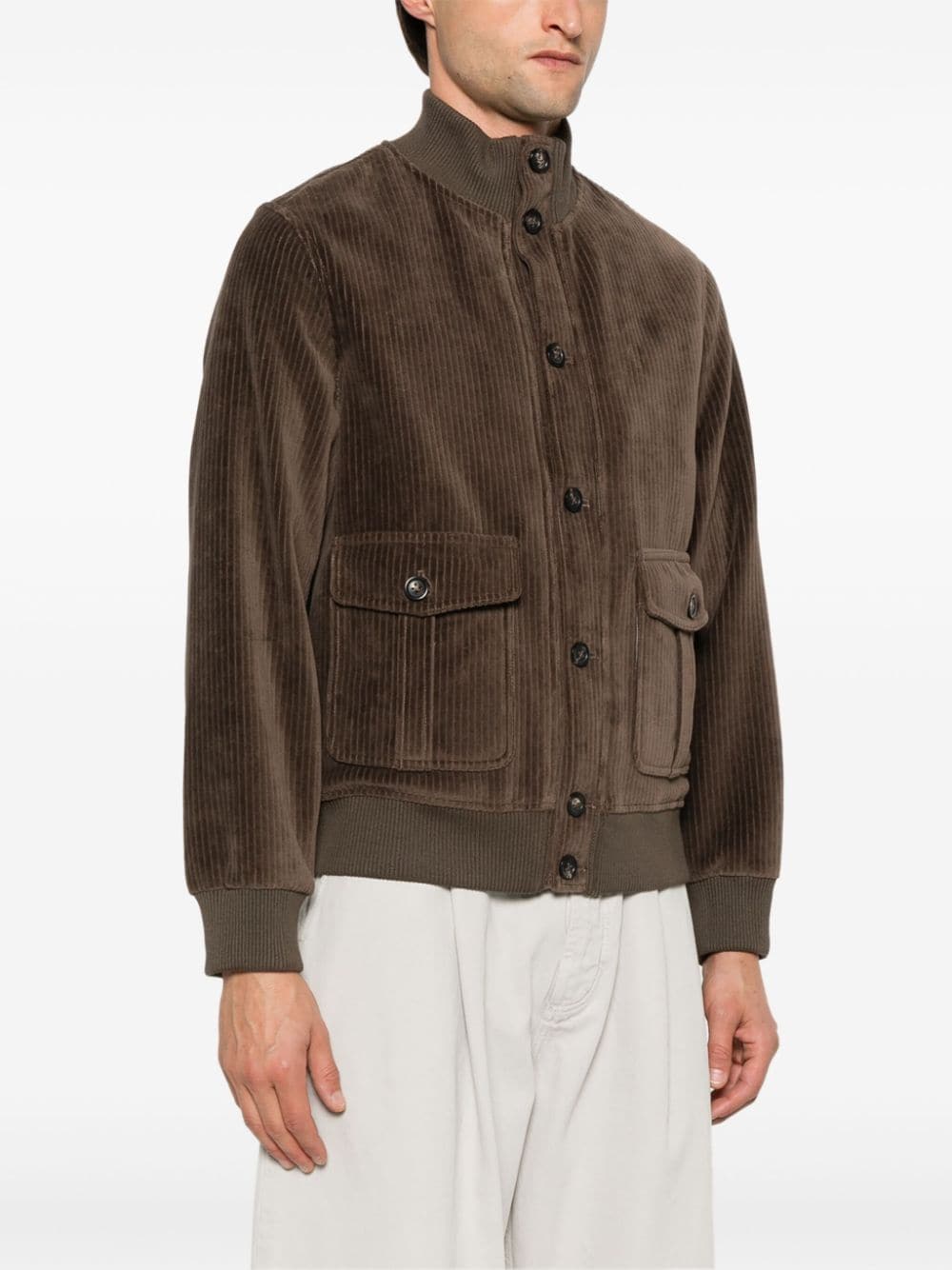 Shop Circolo 1901 Corduroy Bomber Jacket In Brown