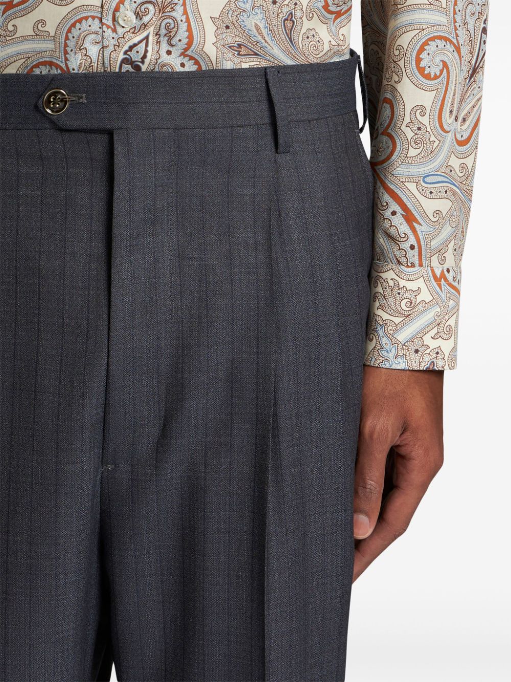 Shop Etro Jacquard Trousers In Grey