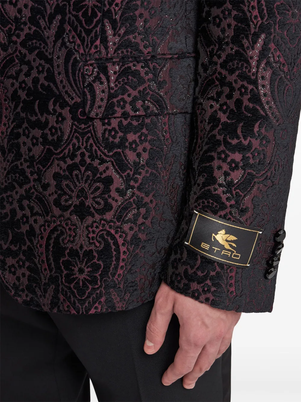Etro , Velvet Jacquard Blazer, Man, Black, Size 58 In Black