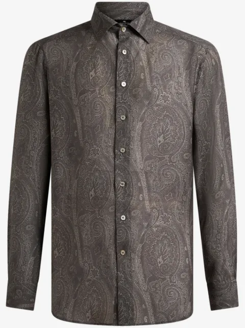 ETRO camisa de seda con motivo de cachemira