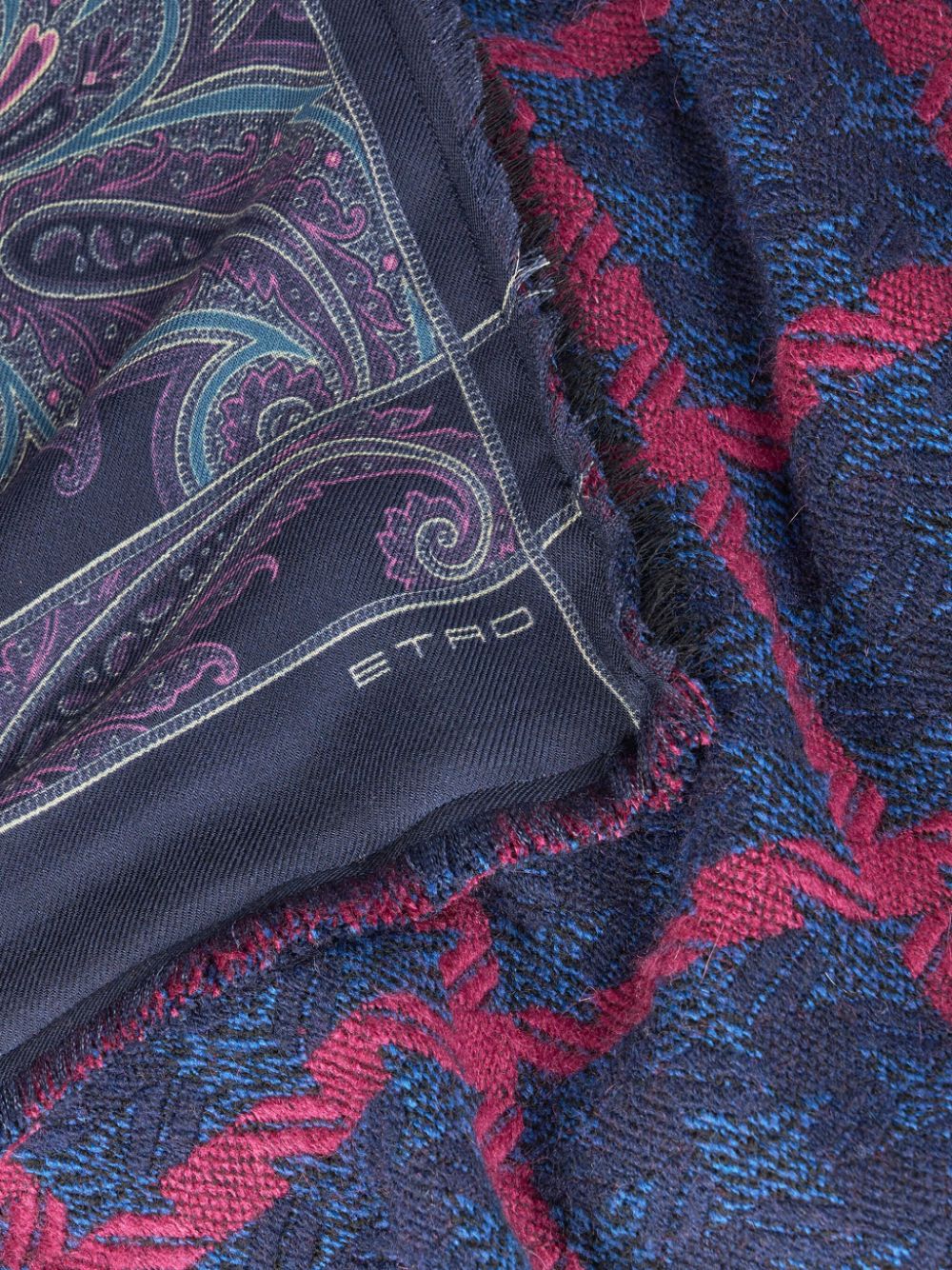 Shop Etro Printed Reversible Scarf In Blue