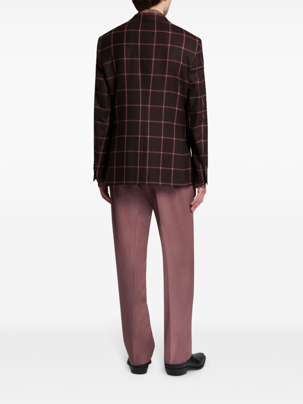 Shop Etro Checked Jacquard Blazer In Red