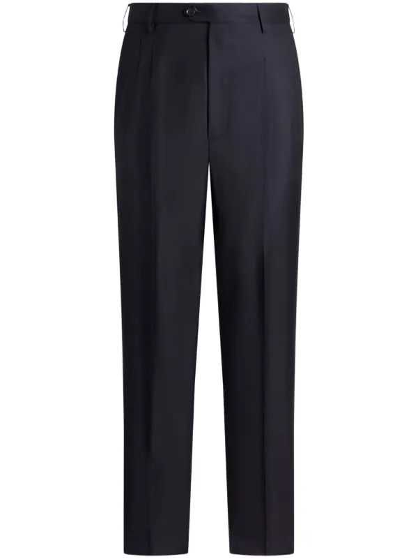 パンツ ETRO Pants with pleat ETRO Pleated wool and cotton-blend jacquard wide-leg pants