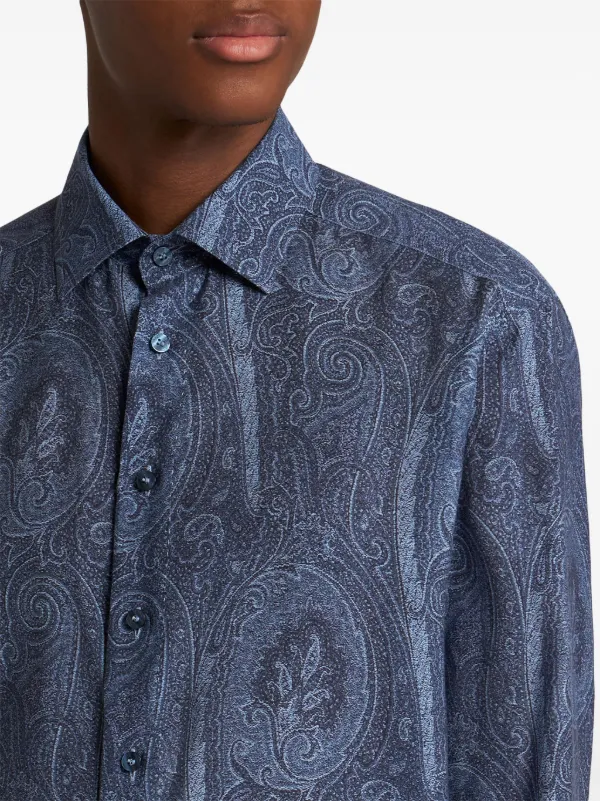 エトロ　シャツ　M　ペイズリー　イタリア製 ETRO ペイズリー シャツ | ブルー | FARFETCH JP