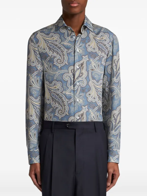 美品＊ETRO ペイズリー柄 プルオーバーシャツ 38 ストレッチコットン 