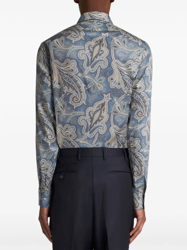 エトロ　コットンポプリンペイズリーシャツ　41SIZE ETRO ペイズリー シャツ | ブルー | FARFETCH JP