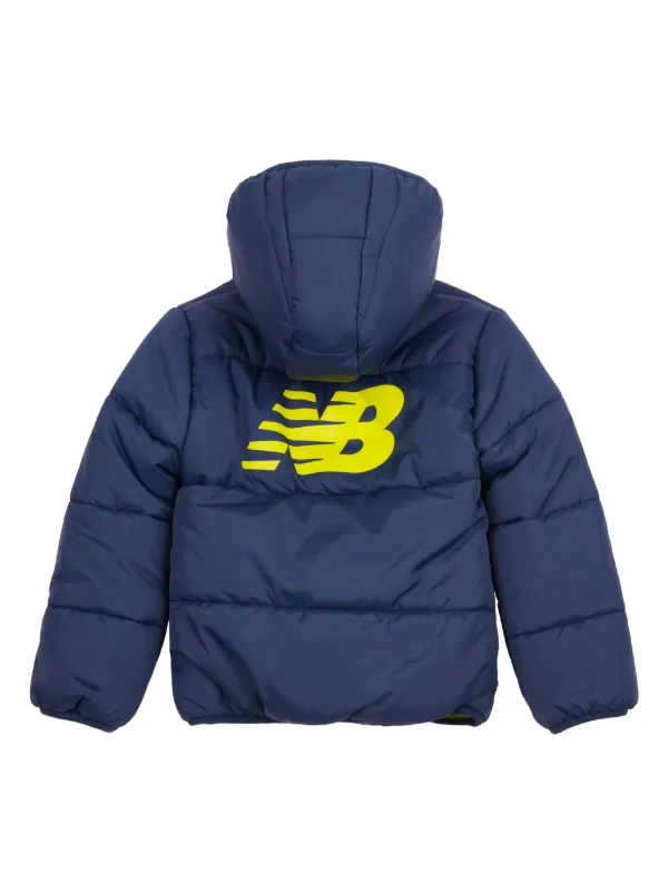 New Balance Kids logo print Padded Jacket Blue FARFETCH IE