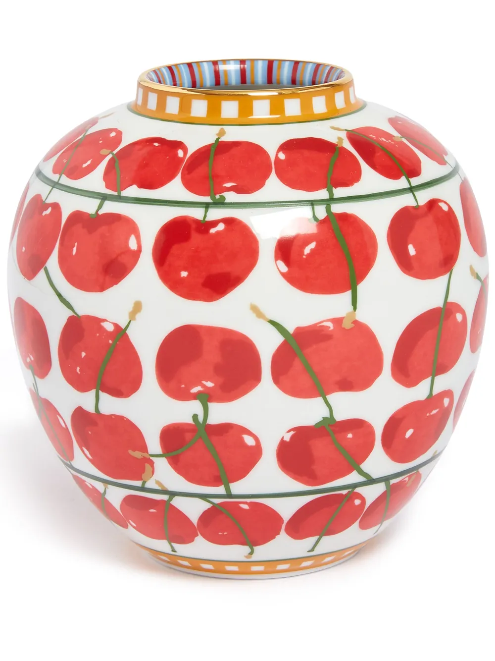 La DoubleJ cherry-print vase | White | Image 1