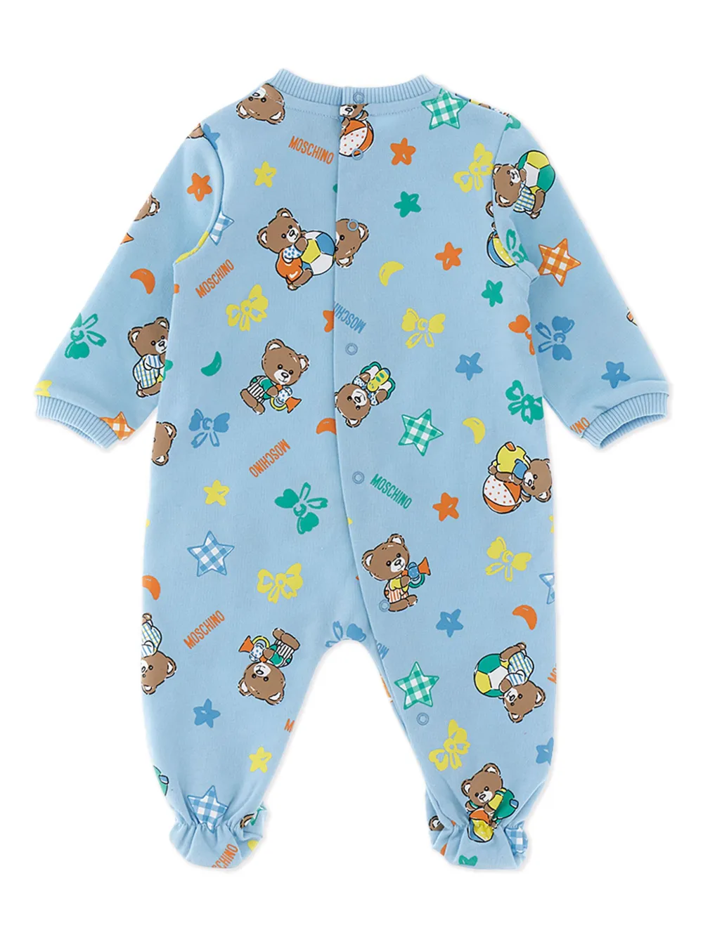 Moschino Kids Katoenen pyjama met teddybeerprint - Blauw