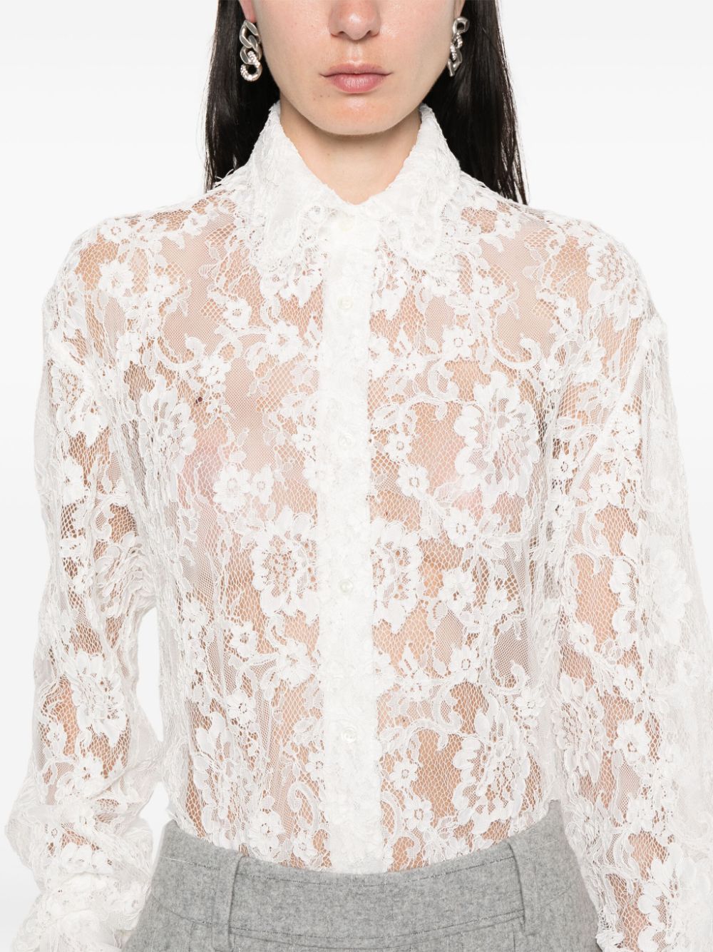 Shop Ermanno Scervino Corded-lace Shirt In White