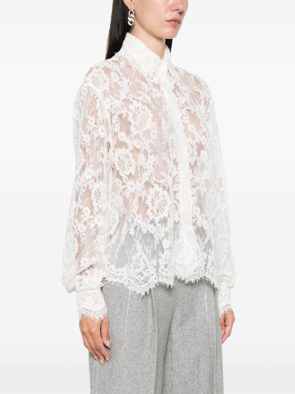 Shop Ermanno Scervino Corded-lace Shirt In White