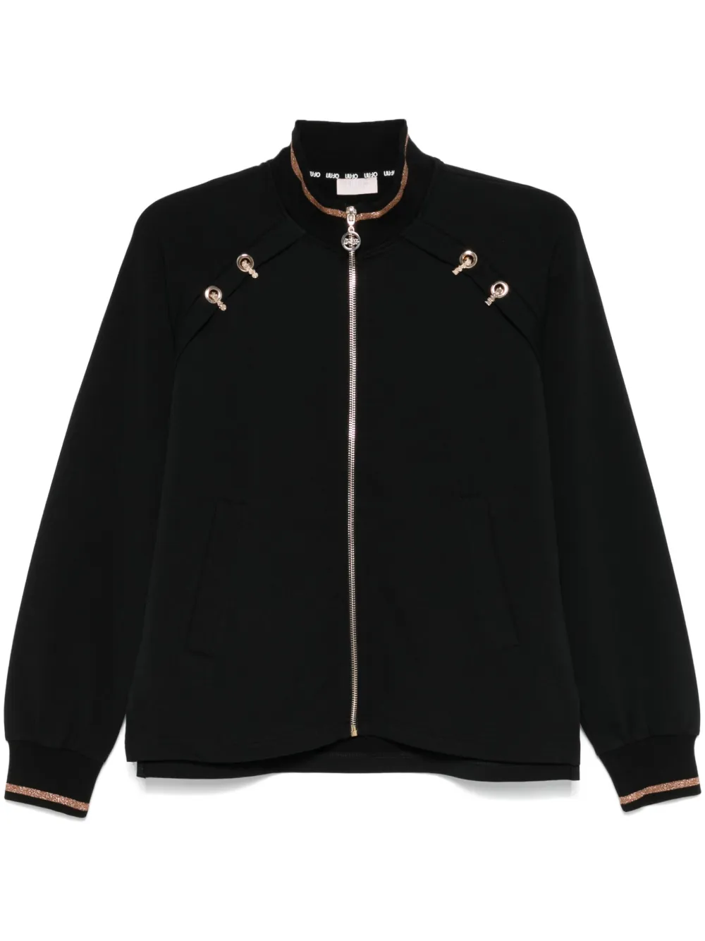LIU JO Sweater met logoplakkaat Zwart