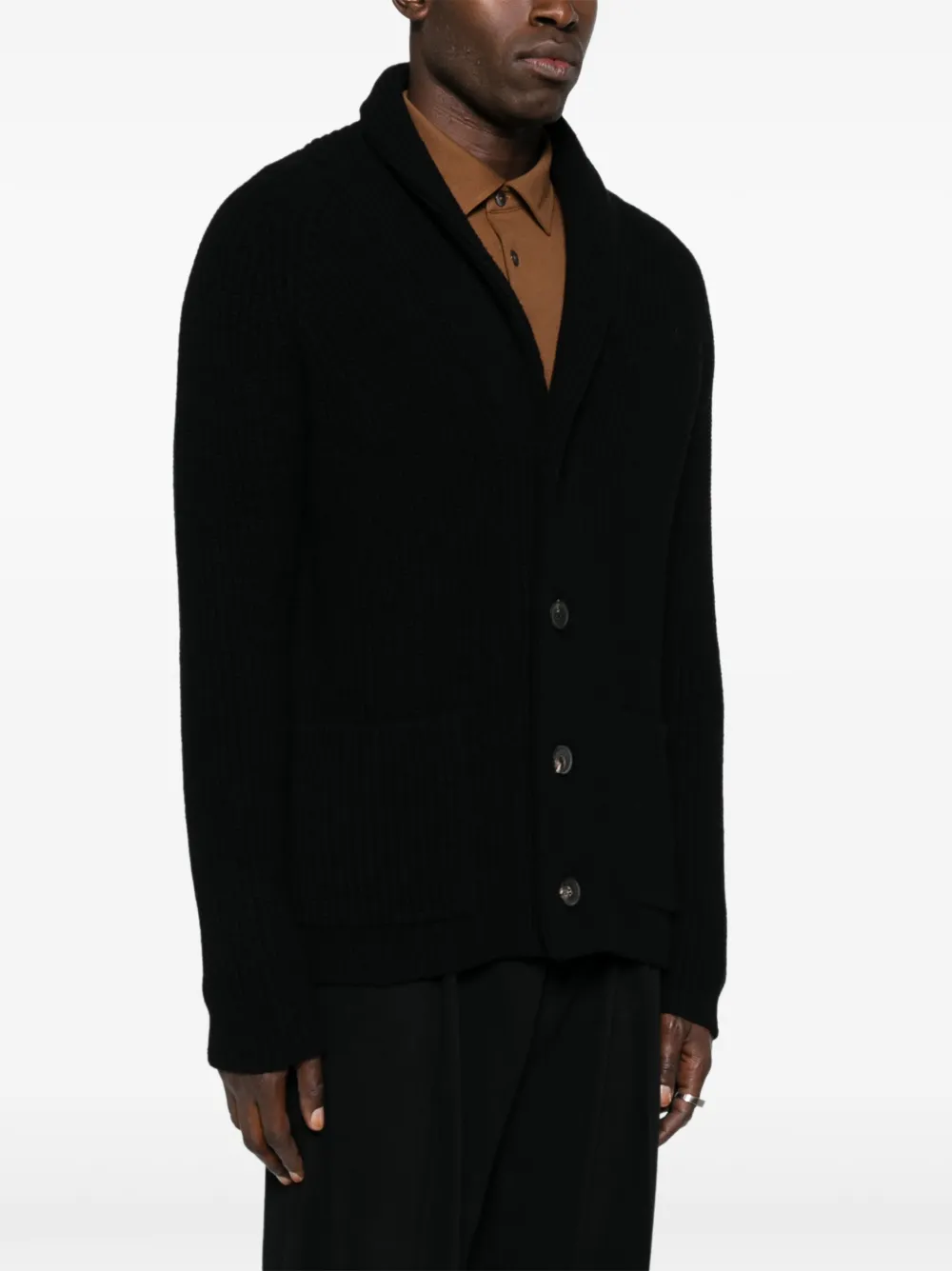 Tagliatore Ribgebreid vest Zwart