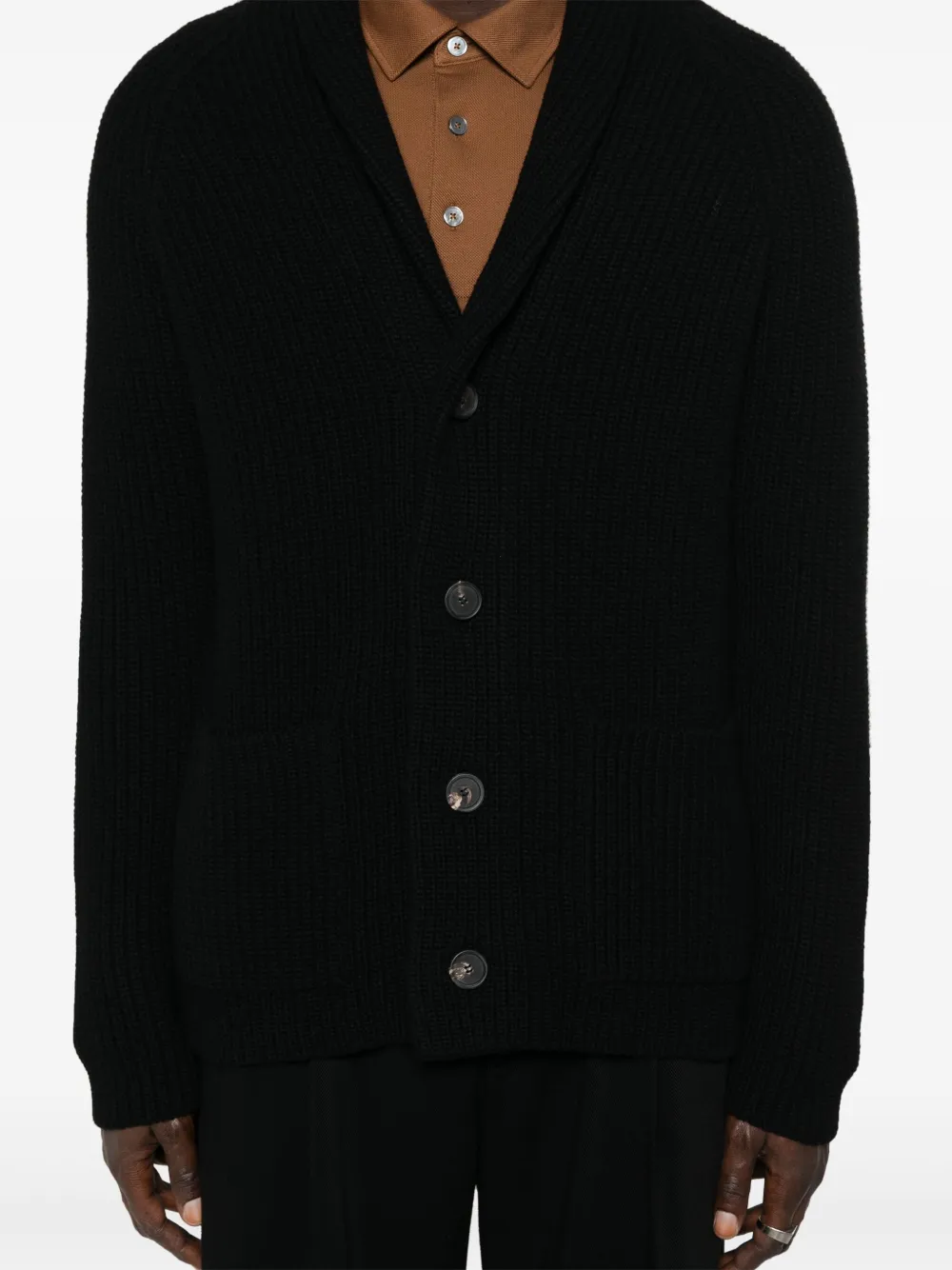 Tagliatore Ribgebreid vest Zwart
