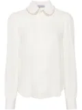 Dice Kayek pearl beaded collar silk shirt - White