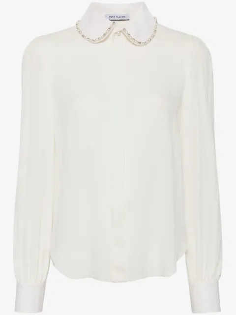 Dice Kayek camisa de seda con perlas en el cuello