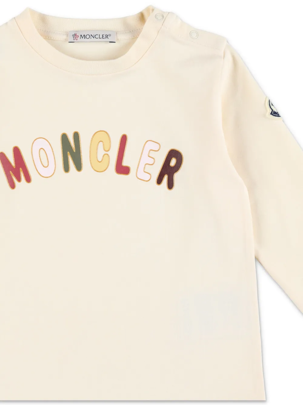 Moncler Enfant T-shirt met logoprint en lange mouwen Wit