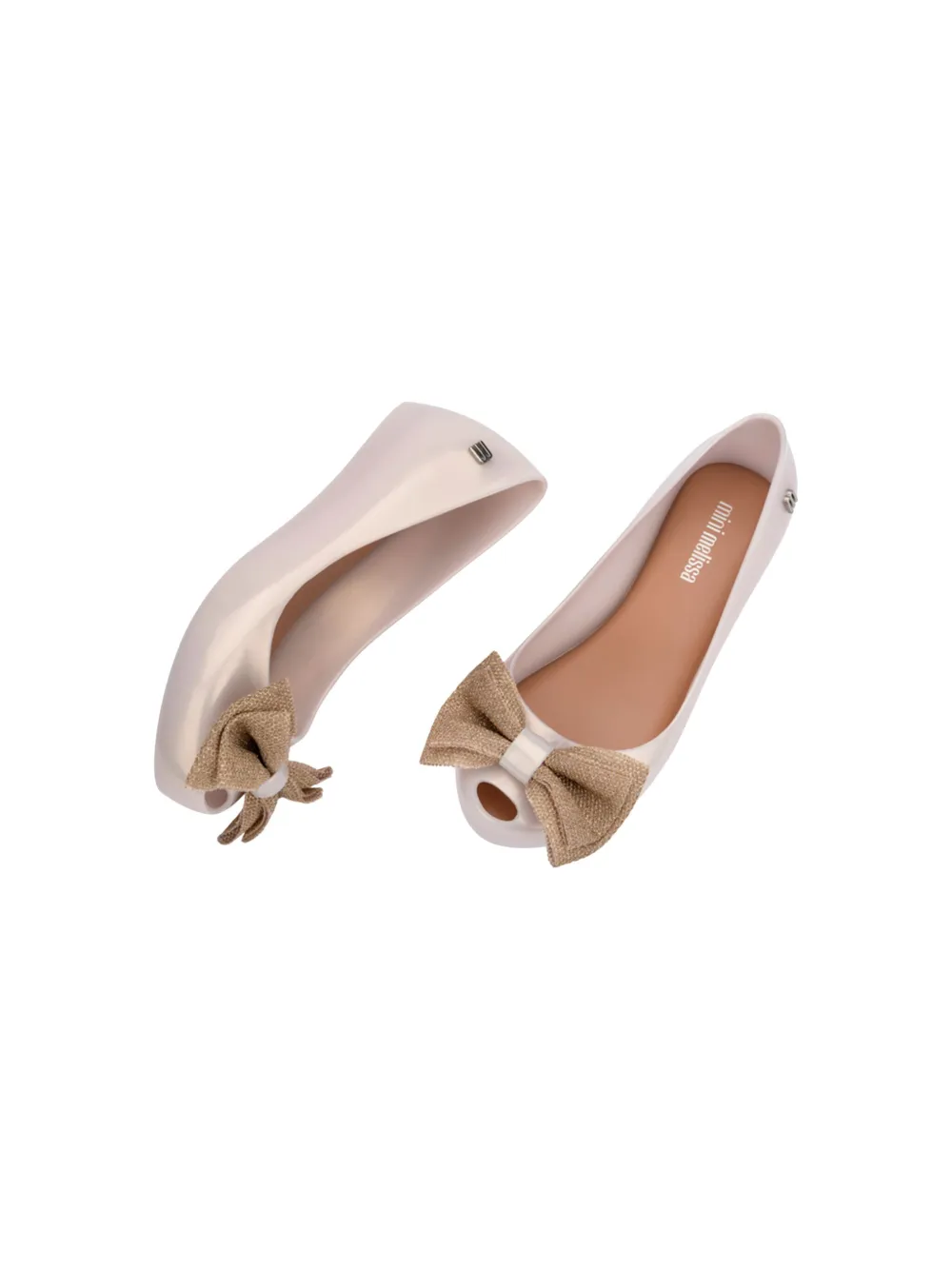 Mini Melissa Bow-detailing Ballerinas In Neutrals