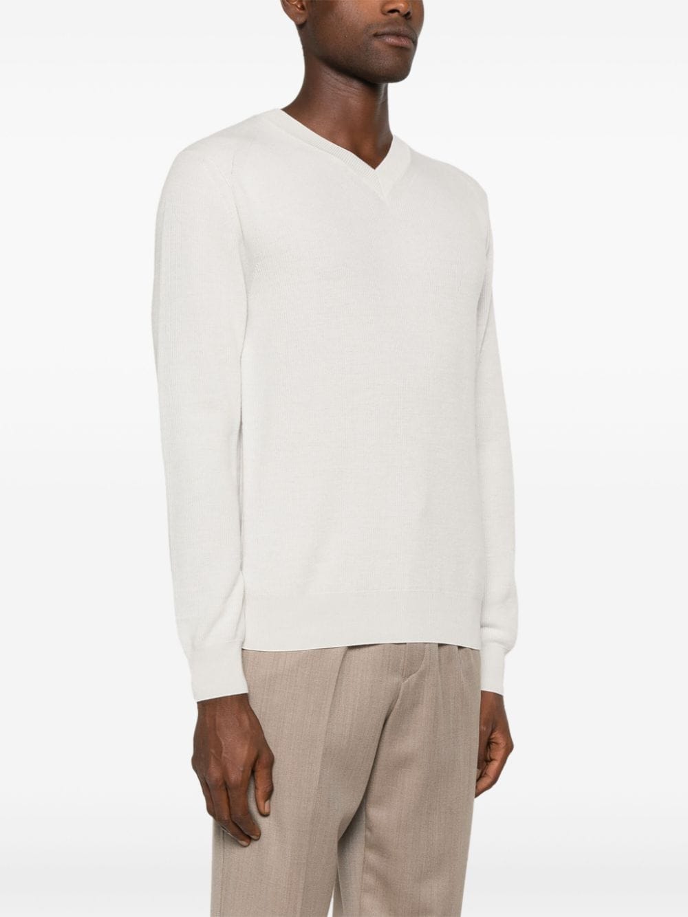 Shop Brioni Ribbed-knit Sweater In Grey