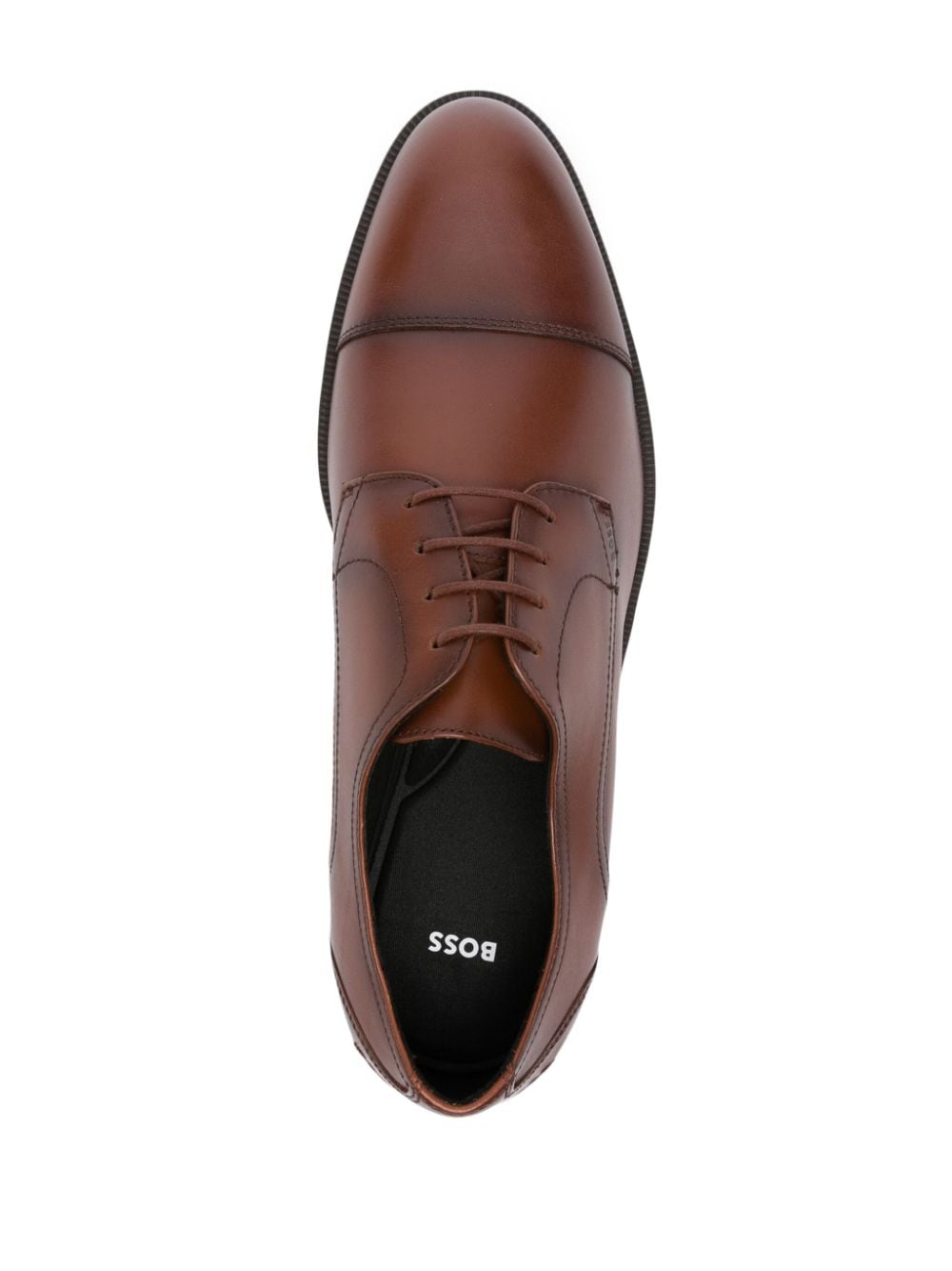 Shop Hugo Boss Logo-debossed Derby Shoes In Brown