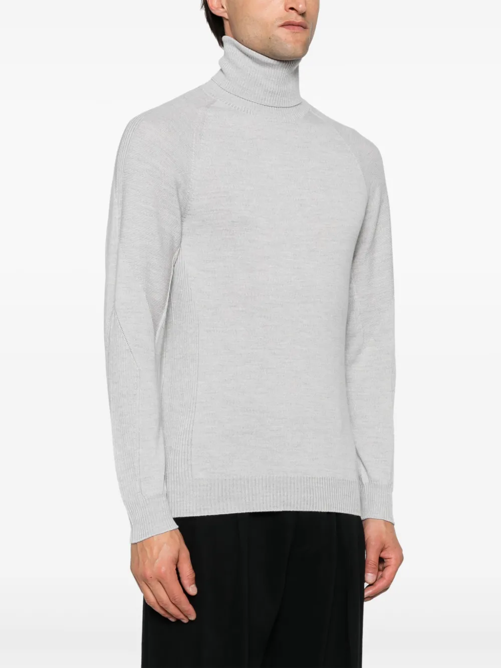 Sease Classic Turtle-neck Sweater With Ribbed Detailing In Grey