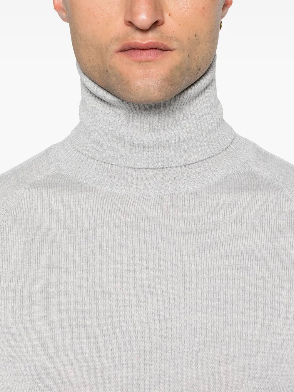 Sease Classic Turtle-neck Sweater With Ribbed Detailing In Grey