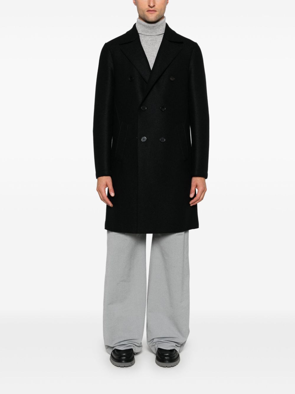 Shop Harris Wharf London Wool Coat In Black