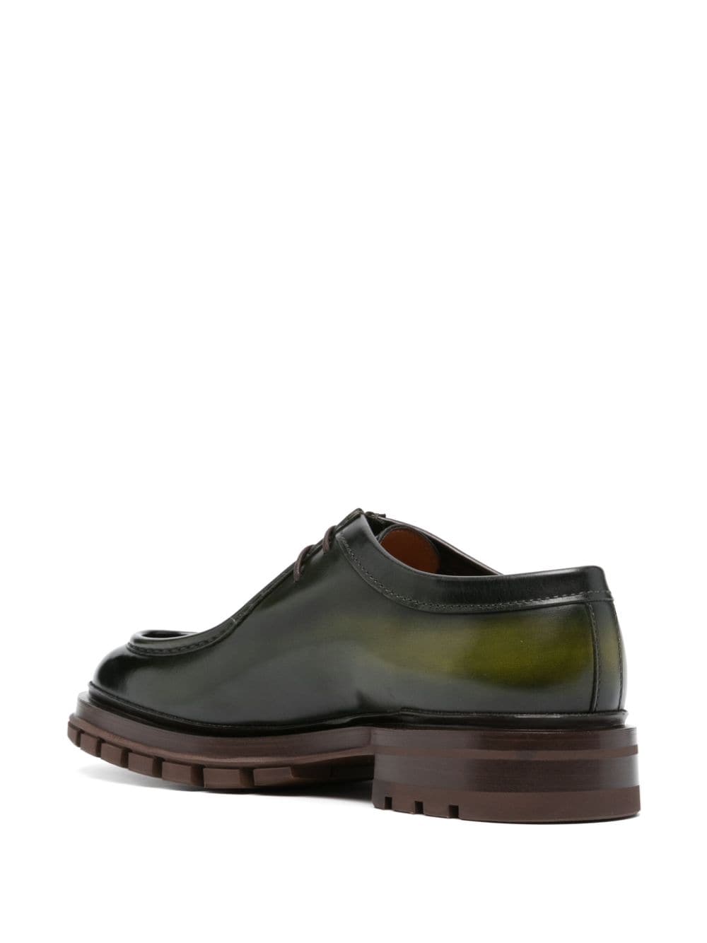 Shop Santoni Leather Derby Shoes In Green