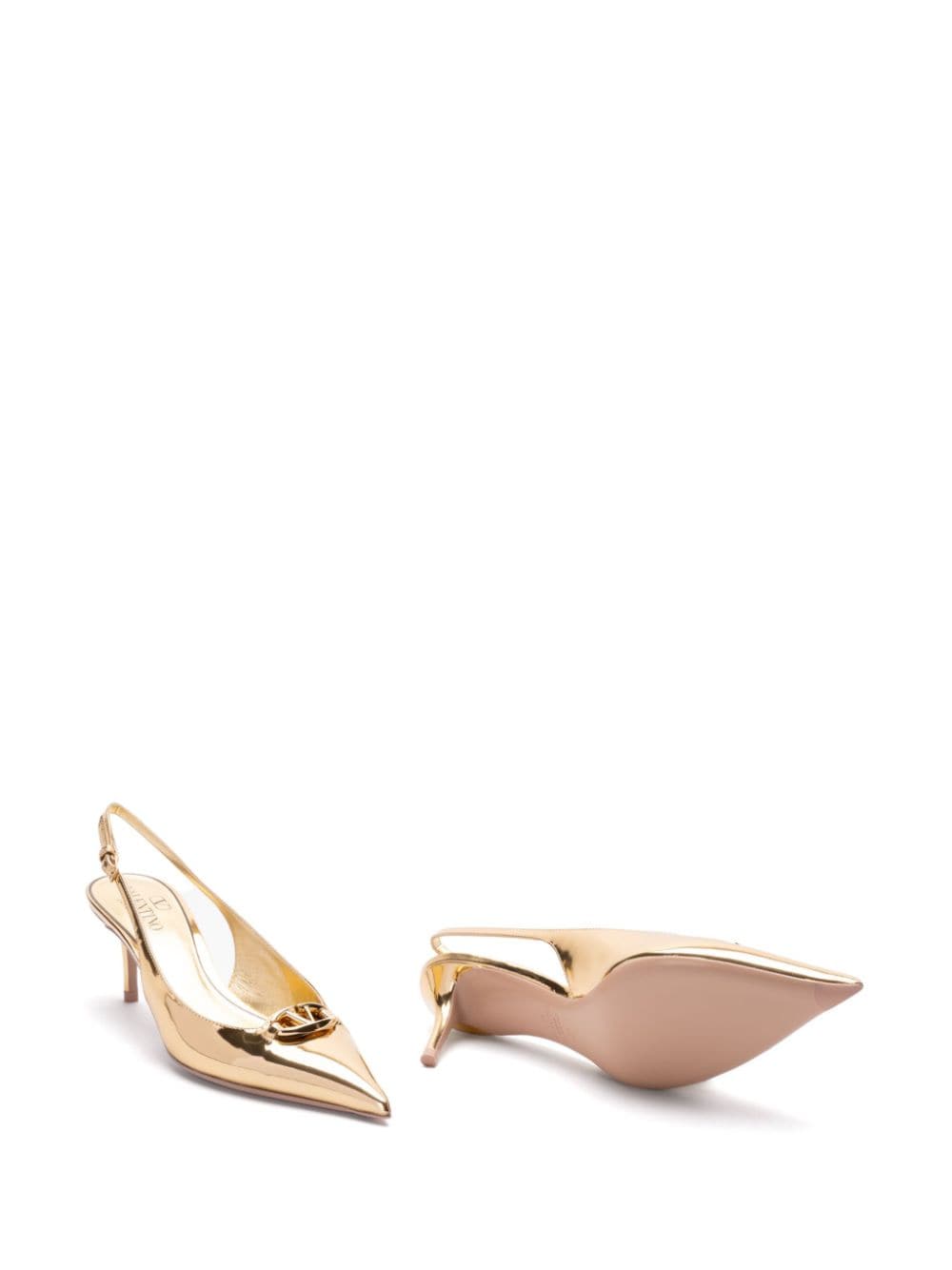 Shop Valentino 60mm Vlogo Pumps In Gold