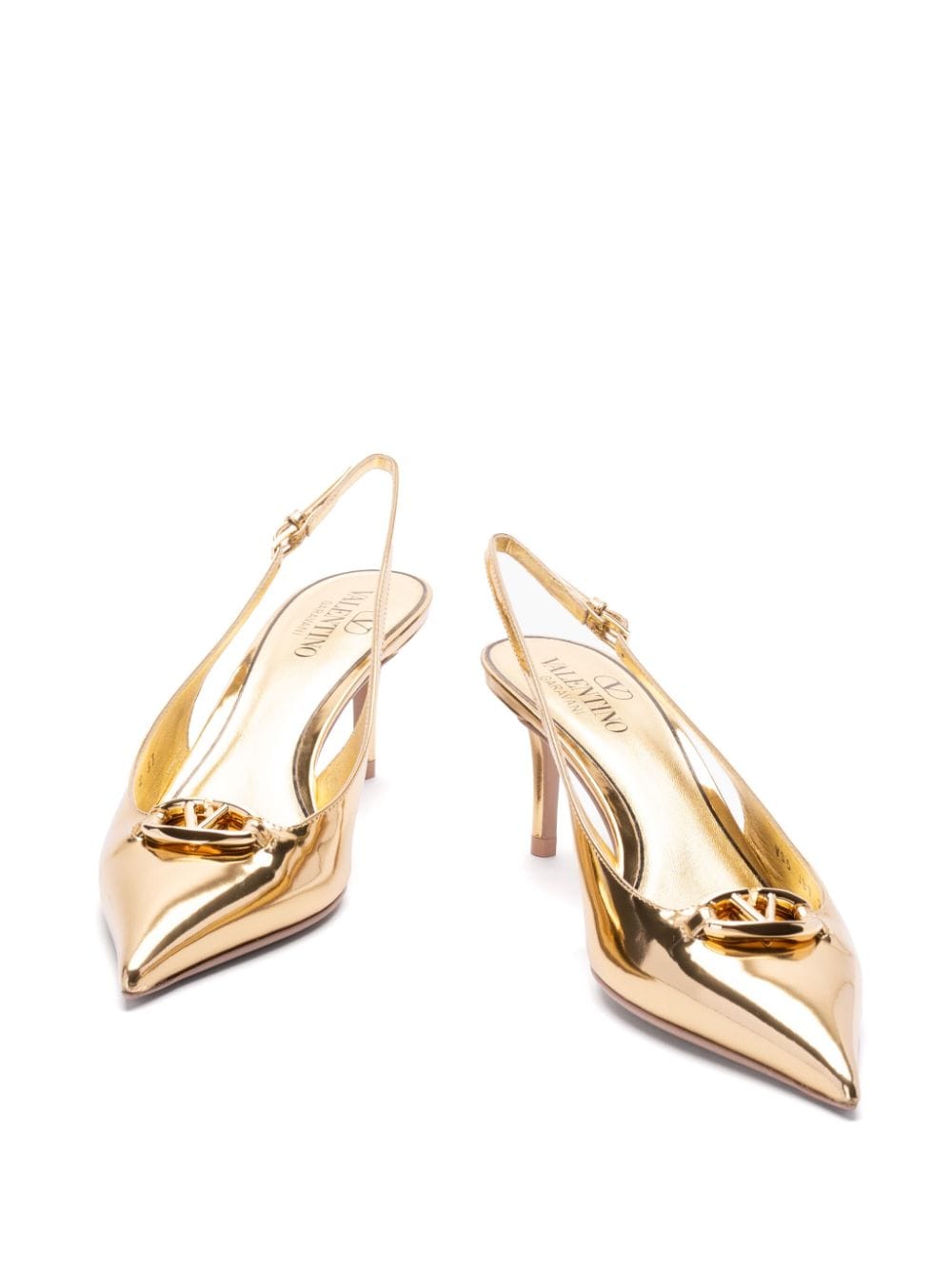 Shop Valentino 60mm Vlogo Pumps In Gold