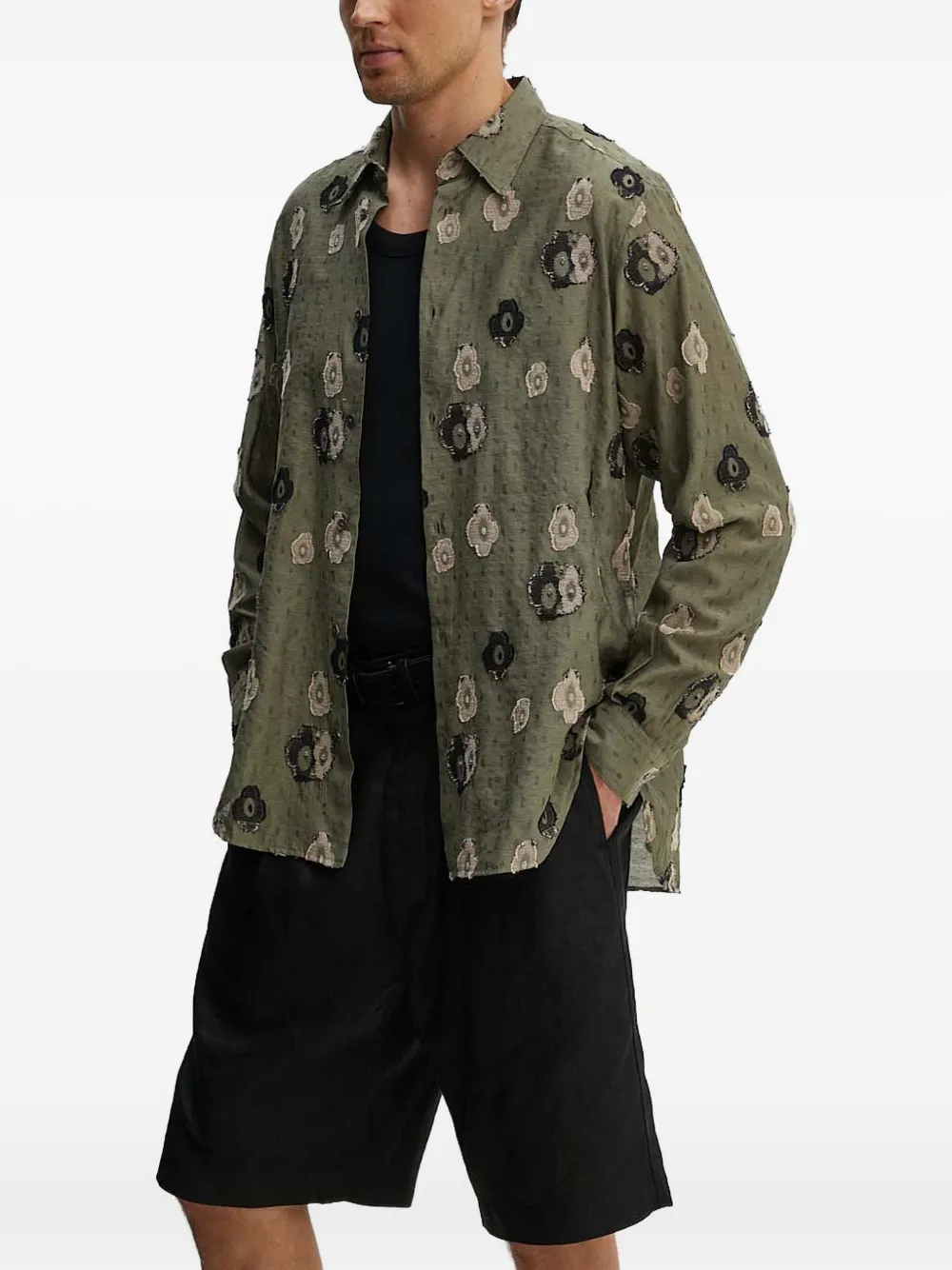 Sunflower Overhemd met bloemenpatch Groen