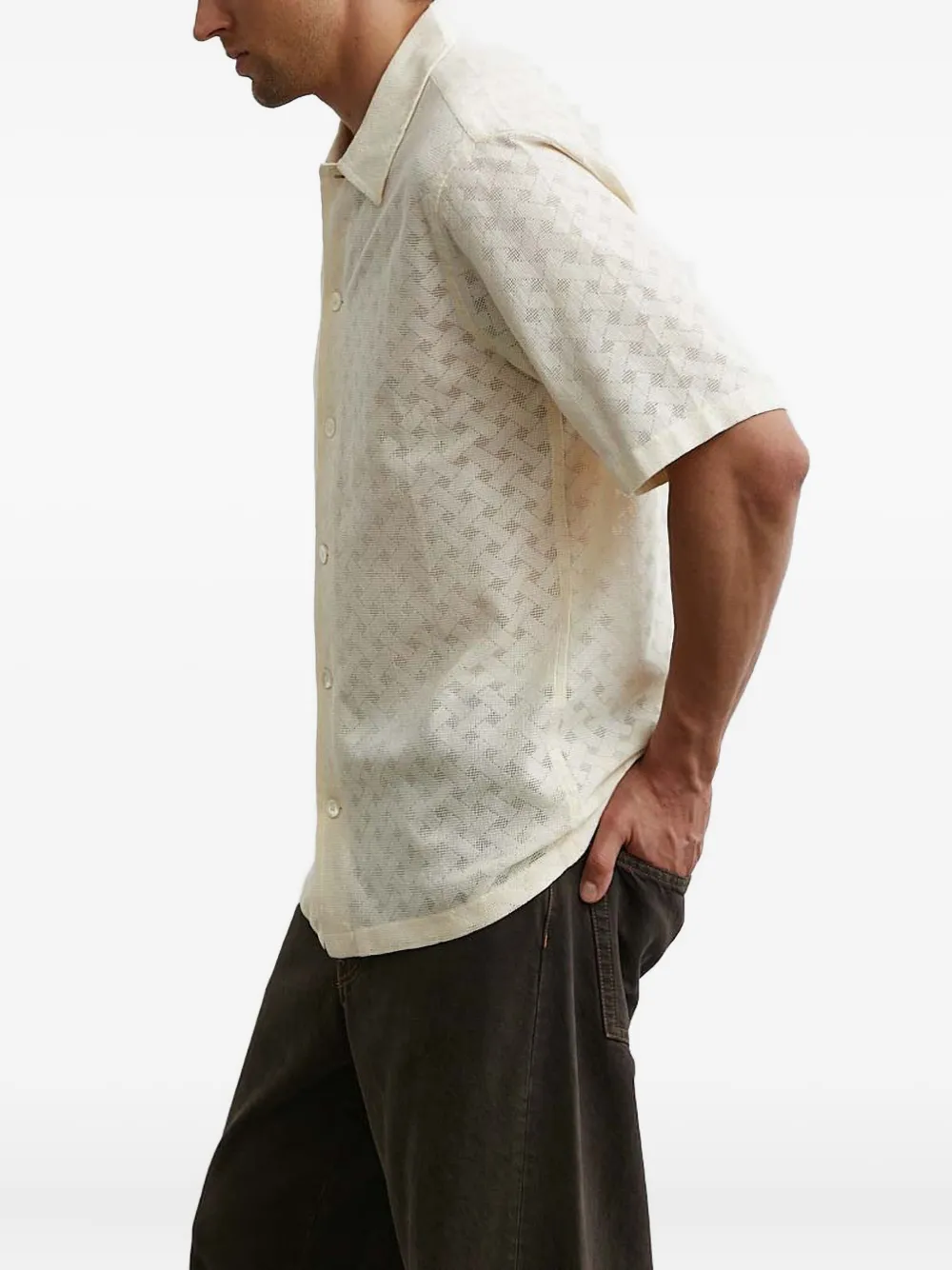 Sunflower Opengebreid overhemd met korte mouwen - Beige