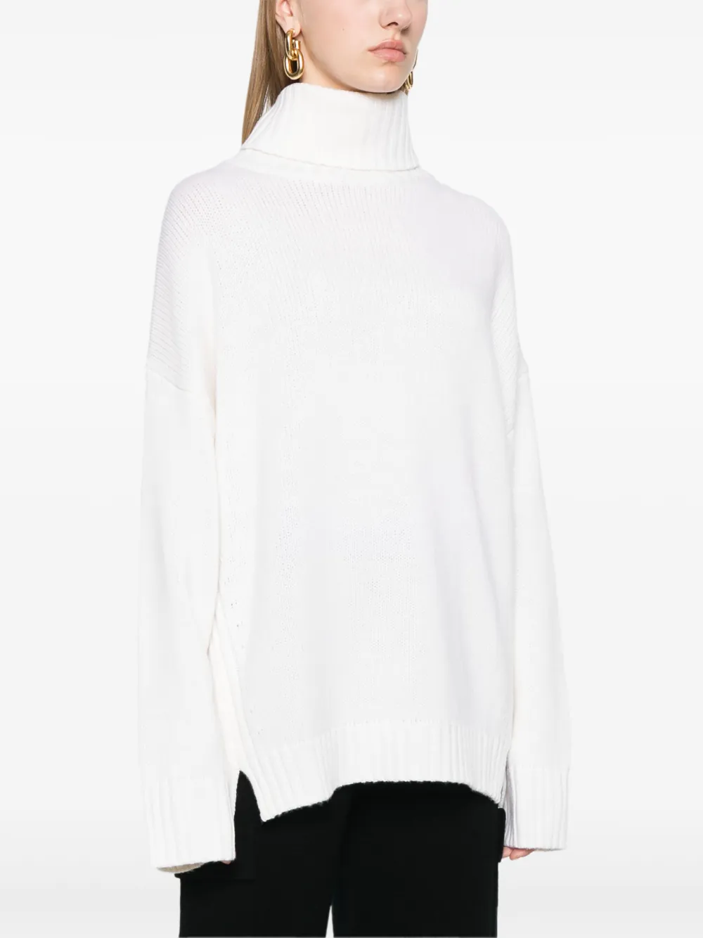  Allude Roll-neck Sweater - White 