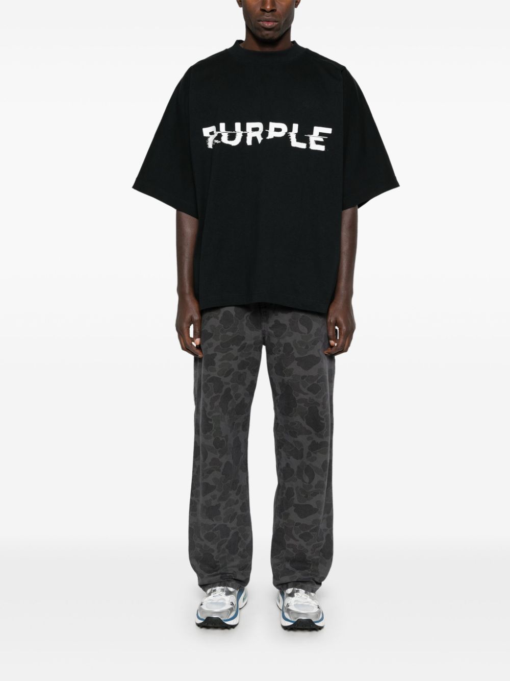 Purple Brand Distorted Wordmark T-shirt - Zwart